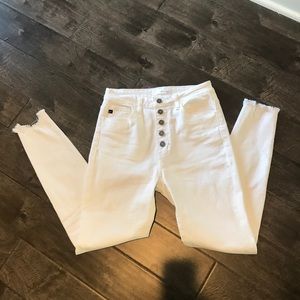 Kancan High Rise White Button Fly Skinny Jeans -28